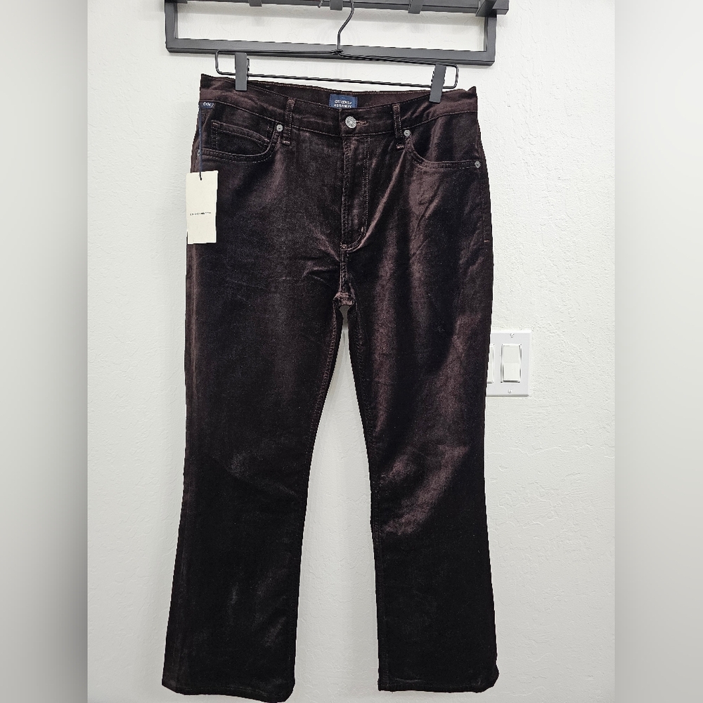 Citizens of Humanity Anthropologie Isola Velvet cropped boot brown pants NWT 29